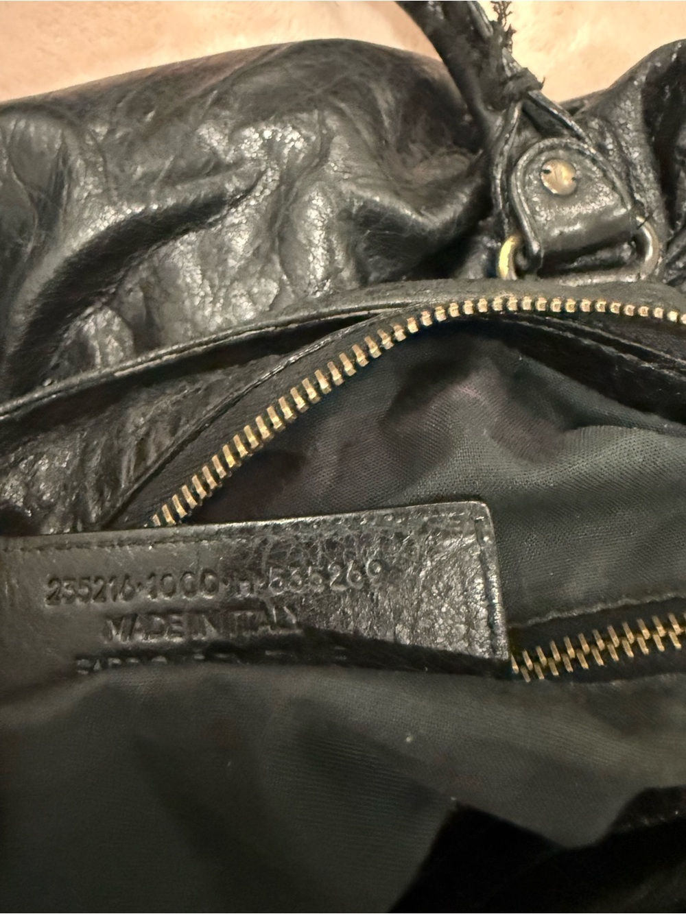Balenciaga Black Leather Shoulder Bag with Brass Hardware - Picture 8 of 8